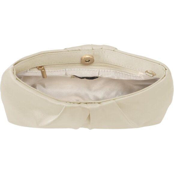 Women's Unique Style Detachable Chain Bride Evening Formal Cream Clutch Handbag - Picture 5 of 6